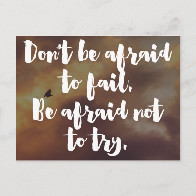 Var rädd att inte prova citat vykort (Framsida)