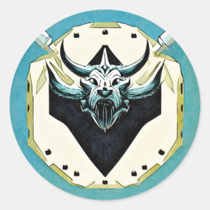 Var rädd som Vikings med skölden i handen Runt Klistermärke