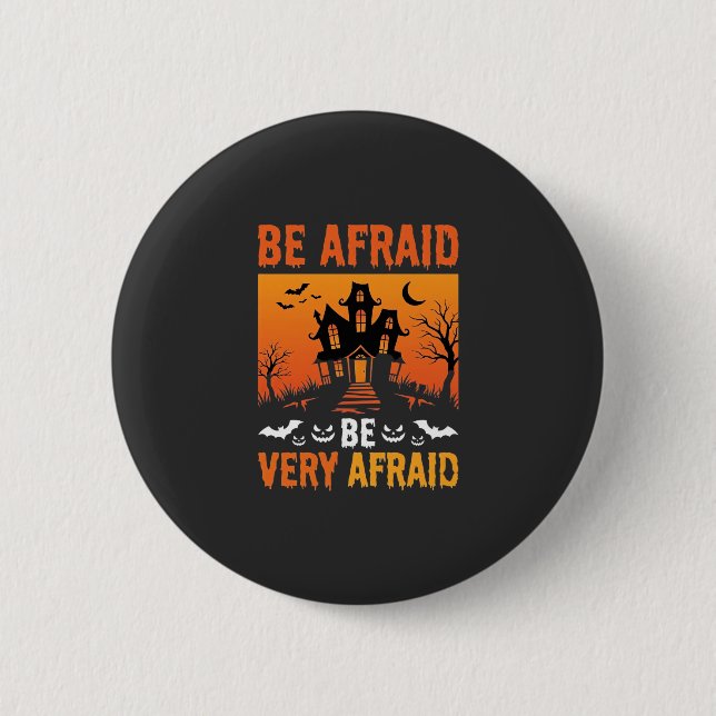 Var Rädd Spökhus Halloween Design Knapp (Framsida)