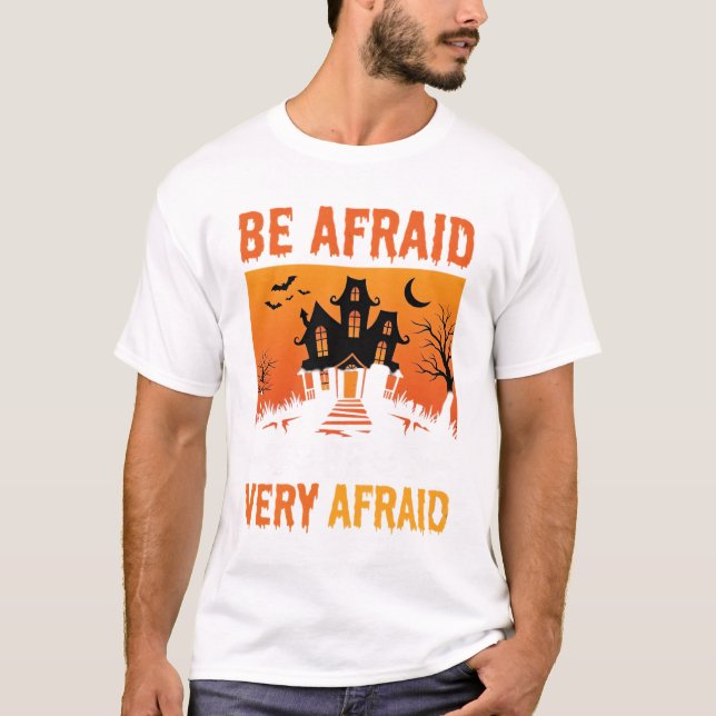 Var Rädd Spökhus Halloween T Shirt (Framsida)