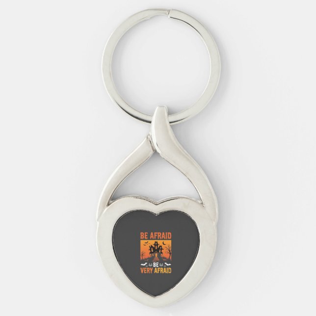Var Rädslan Hus Halloween Design Twisted Heart Silverfärgad Nyckelring (Framsidan)