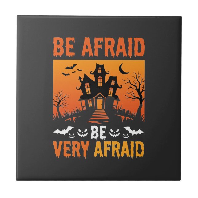 Var Rädslan Spökhus Halloween Design Kakelplatta (Framsidan)