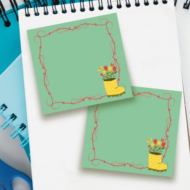 Vår Rain Boot, Tulip, Butterfly Post it Notes Post-it Block (Skapare uppladdad)
