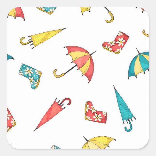 Vår Rain I Fyrkantigt Klistermärke (Framsida)