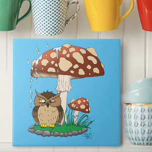 Vår Rain Shower Uggla Mushroom Kakelplatta