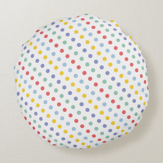 Vår Rainbow Polka Dot Mönster Round Pillow Rund Kudde (Baksidan)