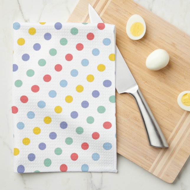 Vår Rainbow Polka Dot Mönster Towel Kökshandduk (Vikt i Fjärdedel)