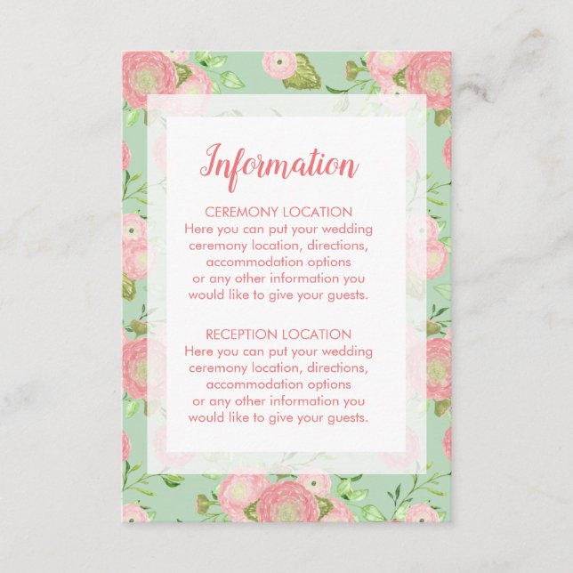 Vår Ranunculus Blommigt Bröllop informationskort Tilläggskort (Framsida)