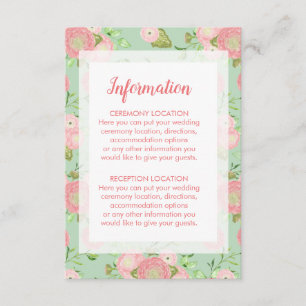 Vår Ranunculus Blommigt Bröllop informationskort Tilläggskort
