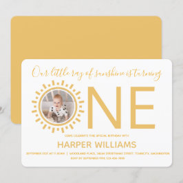 Vår Ray från Sunshine Photo Baby första födelsedag Inbjudningar
