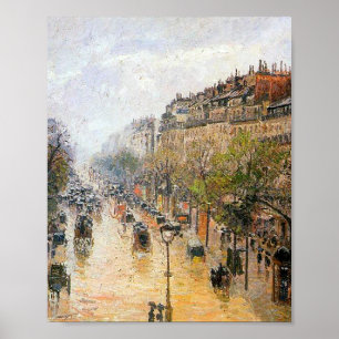 Vår regn i Montmartre av Camille Pissarro Poster