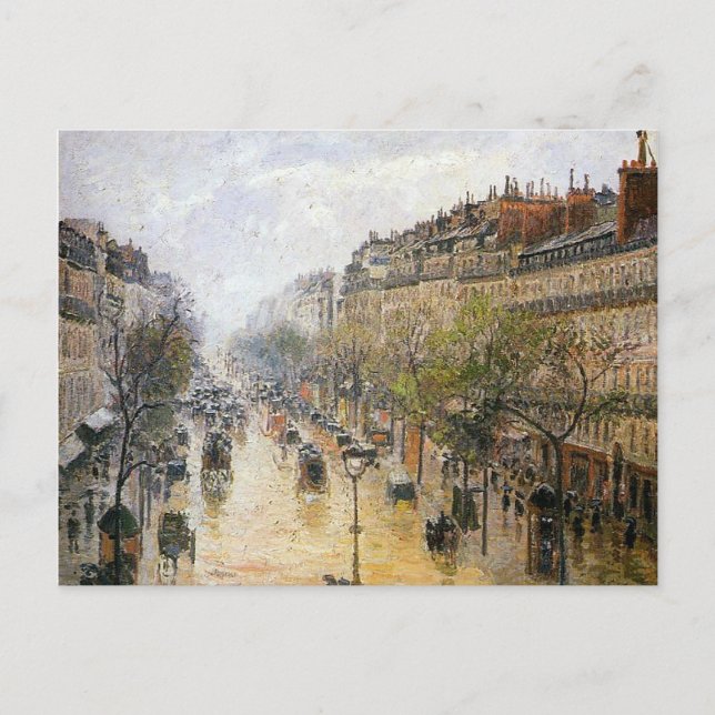Vår regn i Montmartre av Camille Pissarro Vykort (Framsida)