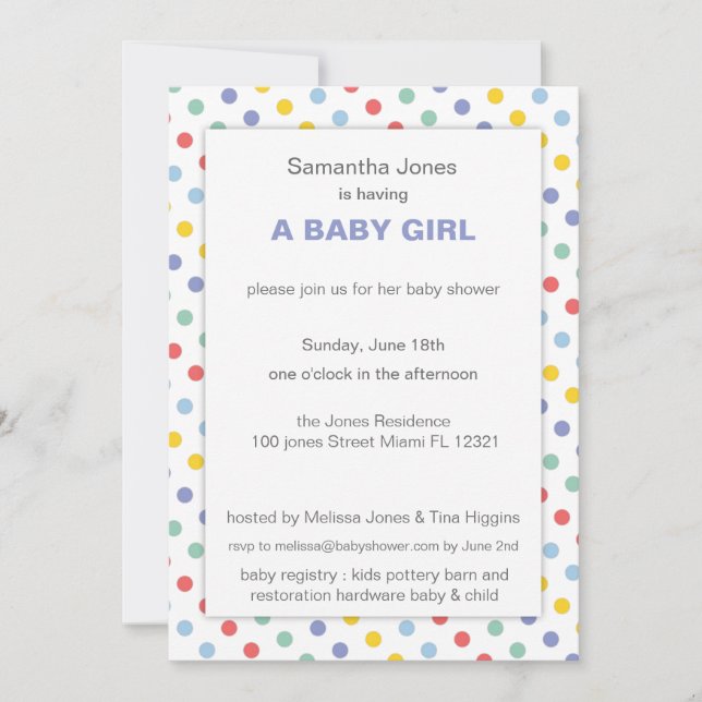 Vår Regnbåge Prickmönster Baby Shower Inbjudningar (Framsida)