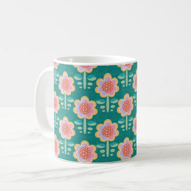 Vår Retro Flower Kaffemugg (Framsida vänster)