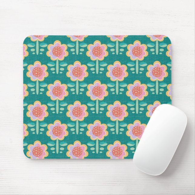 Vår Retro Flower Musmatta (Med mus)