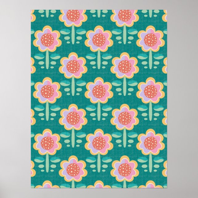 Vår Retro Flower Poster (Framsidan)