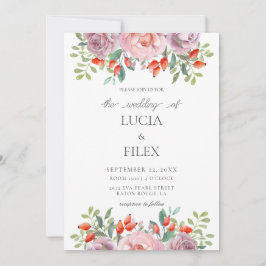 Vår Ro Watercolor Blommigt Bröllop Inbjudningar