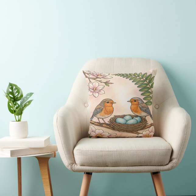 Vår Robbin Bo & Magnolia Botanisk Design Kudde (Stol)