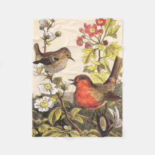 Vår Robin Birds Red Birding Fleecefilt