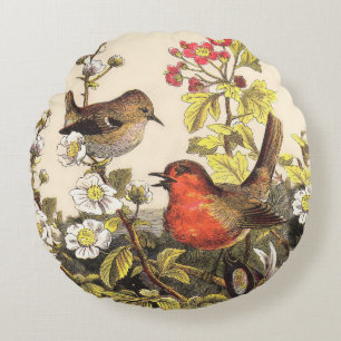 Vår Robin Birds Red Birding Rund Kudde