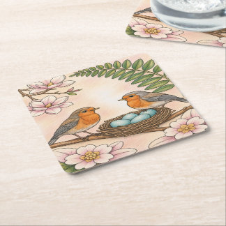 Vår Robin Bo & Magnolia Botanisk Design Underlägg Papper Kvadrat