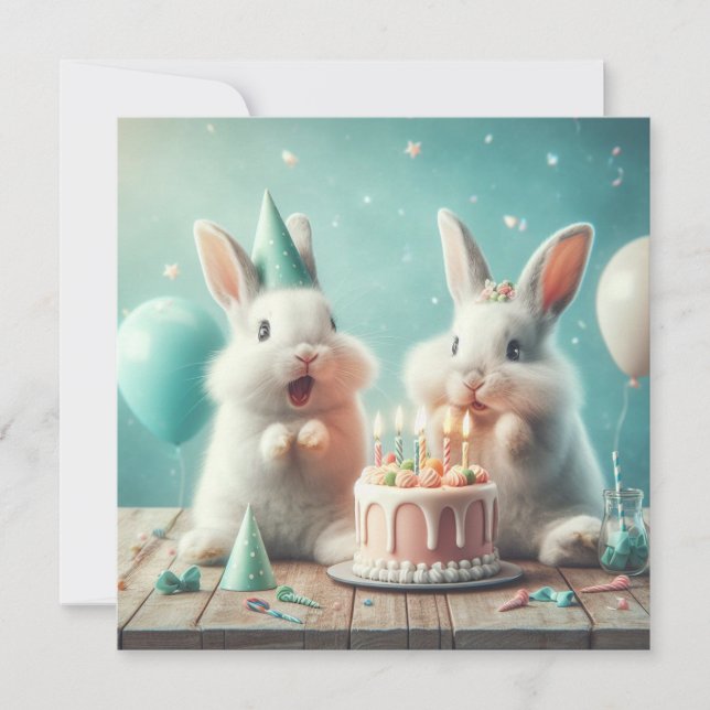 Vår roliga bunny, bunny födelsedagsinbjudan inbjudningar (Framsida)