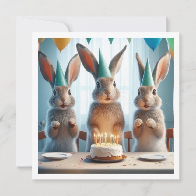 Vår roliga bunny, bunny födelsedagsinbjudan inbjudningar (Framsida)