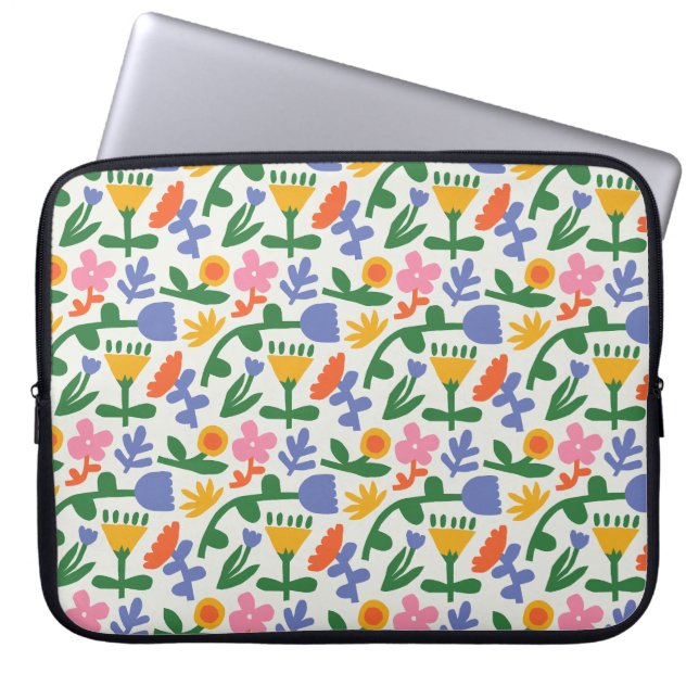 Vår Roligt Blommigt Laptop Fodral (Framsidan)