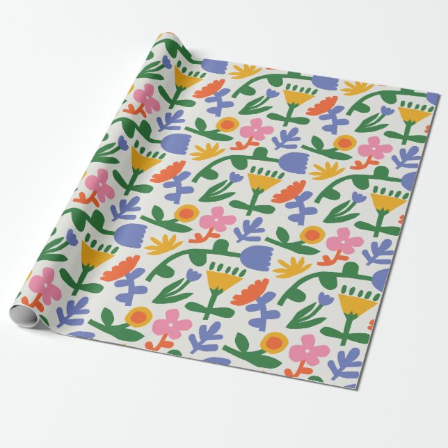 Vår Roligt Blommigt Presentpapper (Utrullad)