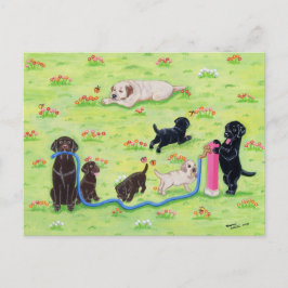 Vår Roligt Labradors Painting Vykort