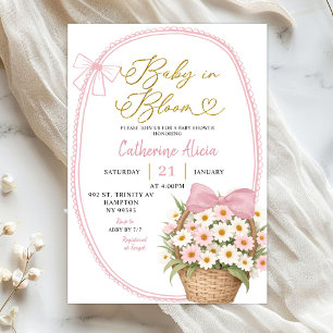 Vår Rosa Båge Tusensköns Baby i Knopp Baby Shower Inbjudningar