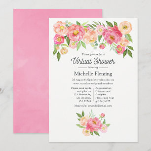 Vår Rosa Blommig Flickas Virtuella Baby Shower Inbjudningar