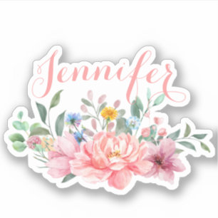 Vår  Rosa Blommigt Bouquet Personalize Namn Klistermärken