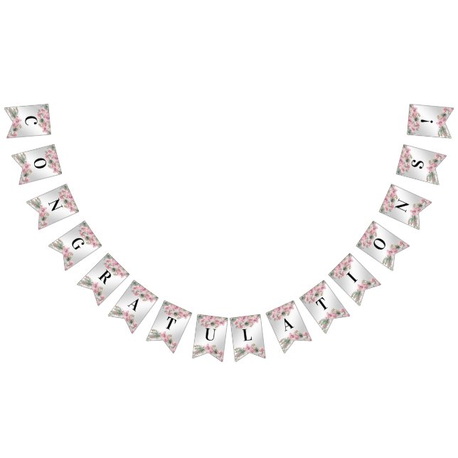 Vår Rosa Blommigt Bunting Flagga (Alla)