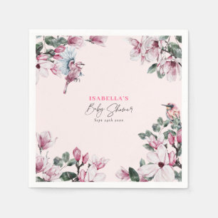 Vår Rosa Blommigt & fågelbabyskor Pappersservett