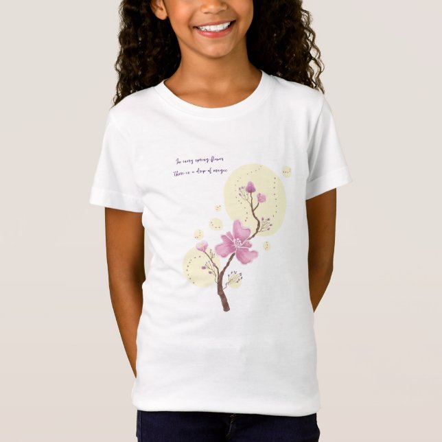 Vår rosa blommor t shirt (Framsida)