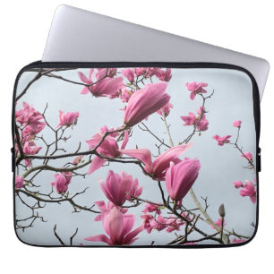 Vår Rosa Blue Magnolia Blommars Peacnice Hanami Laptop Fodral