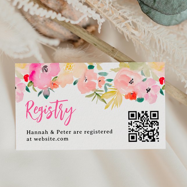 Vår rosa boho blommigt möhippa register för  tilläggskort (Spring pink boho garden floral bridal registry enclosure card)