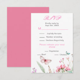 Vår rosa fjäril blomsterbröllop OSA kort