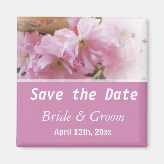 Vår rosa körsbärsblom save the date bröllop magnet (Framsidan)