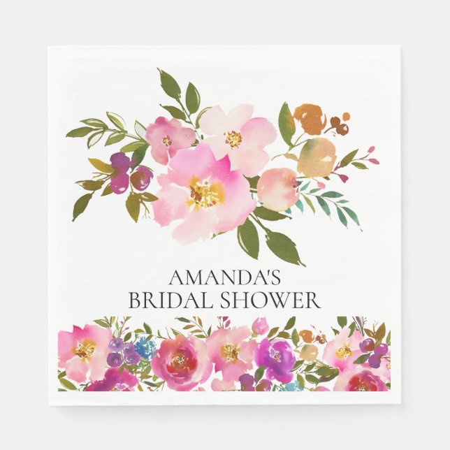 Vår Rosa & Lila Blommigt Visa Pappra blöjor Pappersservett (Framsidan)