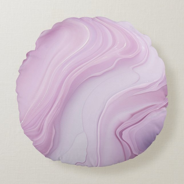Vår Rosa Ljus rosa Marble Swirl Rund Kudde (Framsidan)