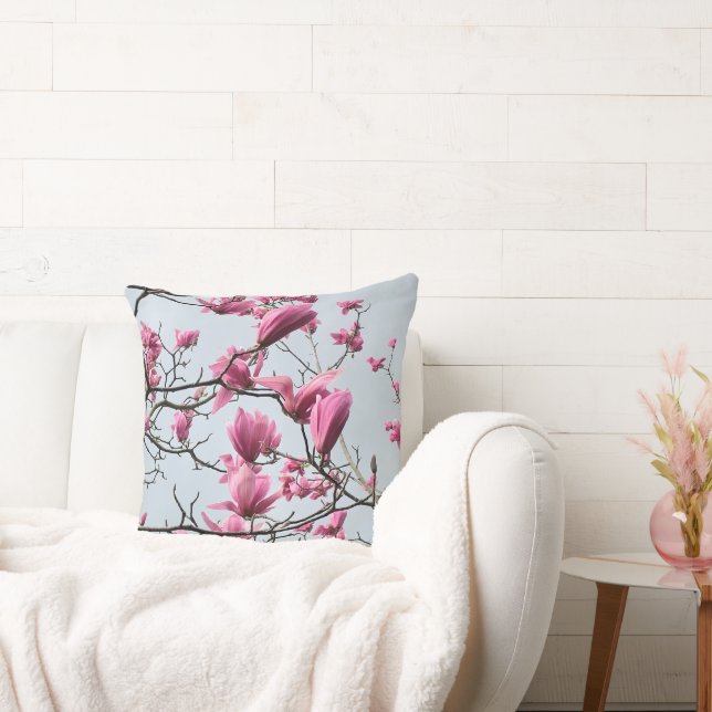 Vår Rosa Magnolia-Blommarna Fredlig Hanami Kudde (Soffa)