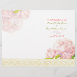 Vår Rosa Peony Bi Fold Bröllopsprogram