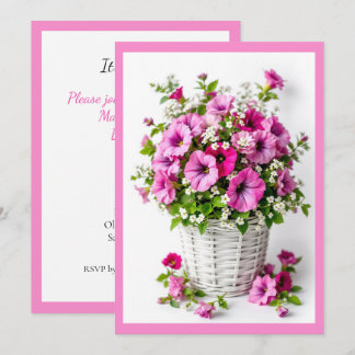 Vår Rosa Petunior Anpassa Fest Inbjudningar