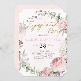 Vår Rosa ros Peony Gold Foil Förlovningsfest Inbjudningar