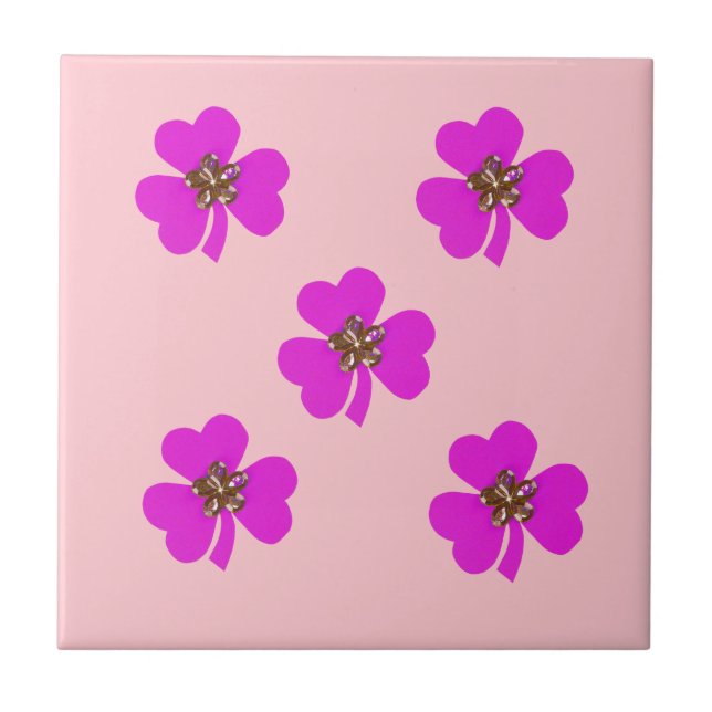 Vår rosa, rosa klöver för köket kakelplatta (Framsidan)