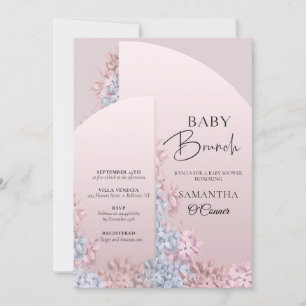 Vår rosa stosty blåa blommor baby brunch inbjudningar