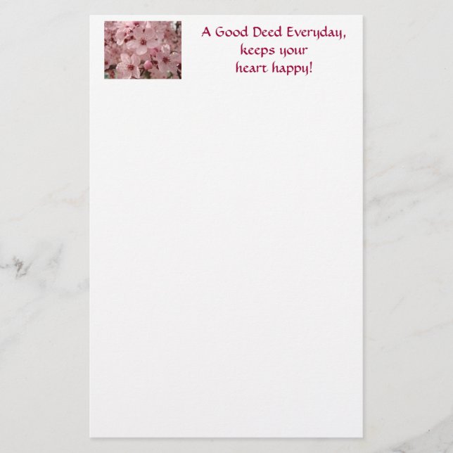 Vår Rosa Träd Blommor Pappersvaror Blommor Brevpapper (Framsida)