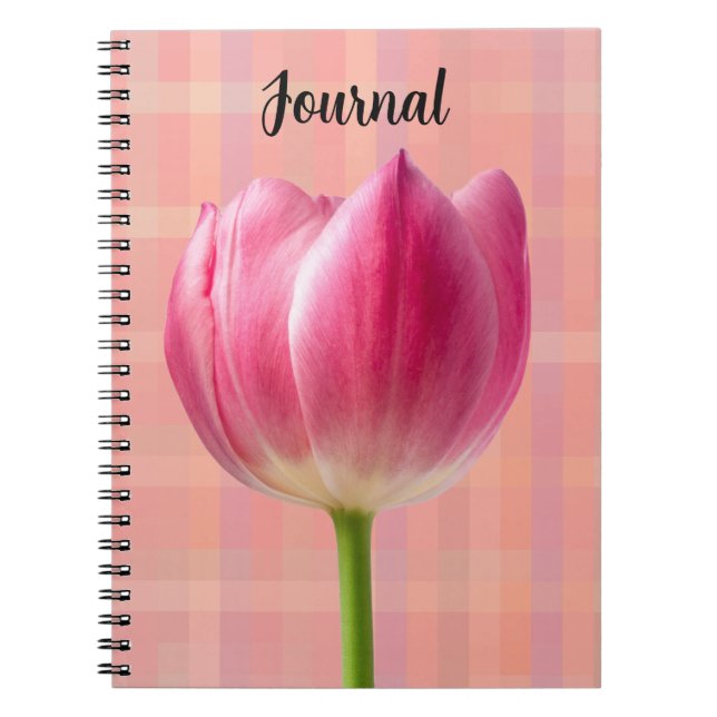 Vår Rosa Tulip Art Flower Journal Anteckningsbok (Framsidan)
